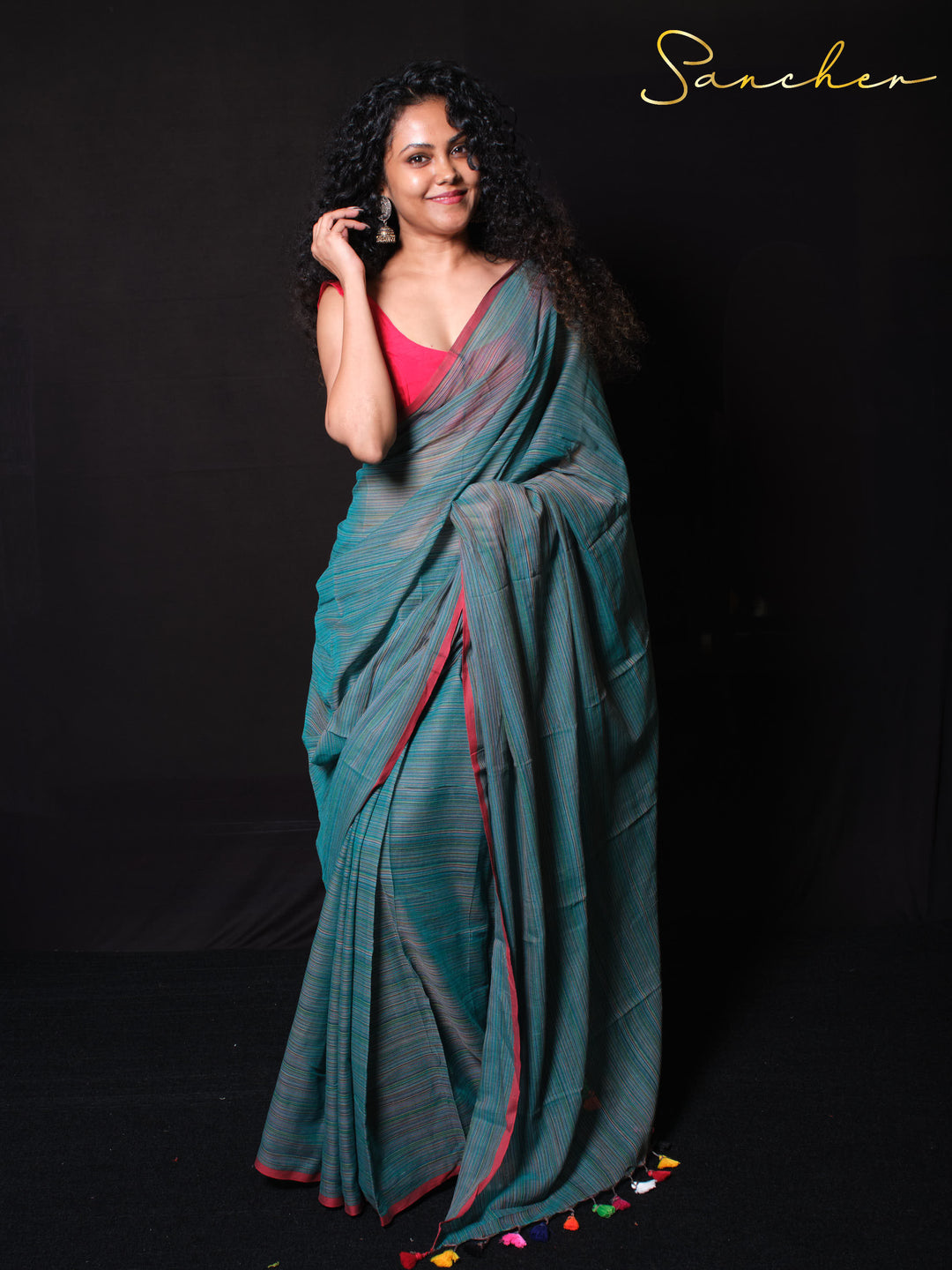 Nautical Nectar Mulmul Cotton Saree