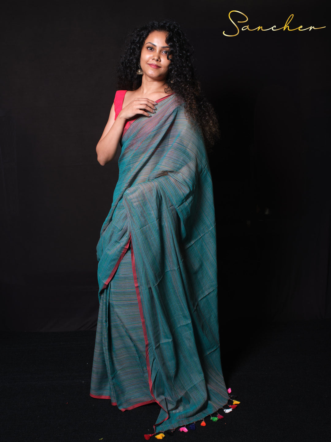 Nautical Nectar Mulmul Cotton Saree