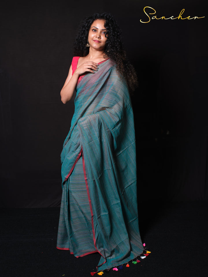 Nautical Nectar Mulmul Cotton Saree