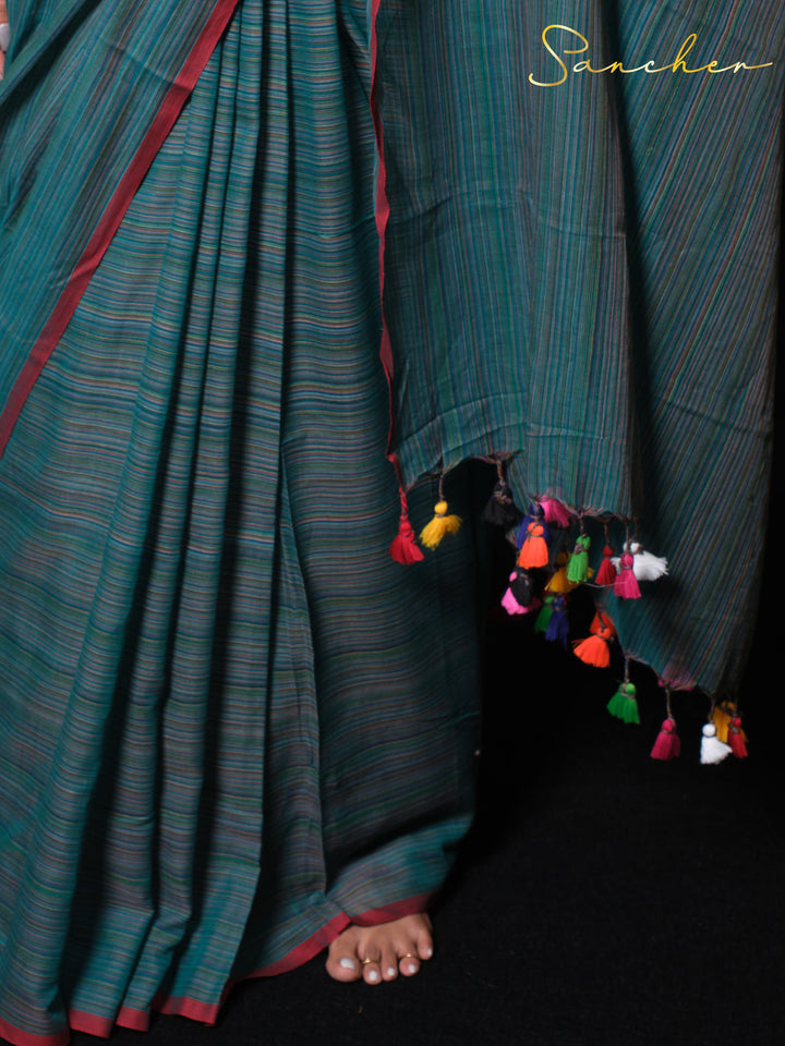 Nautical Nectar Mulmul Cotton Saree