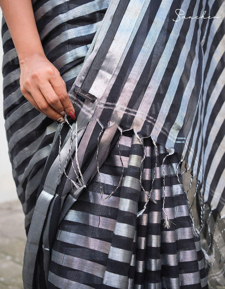 Silver Zebra Saree