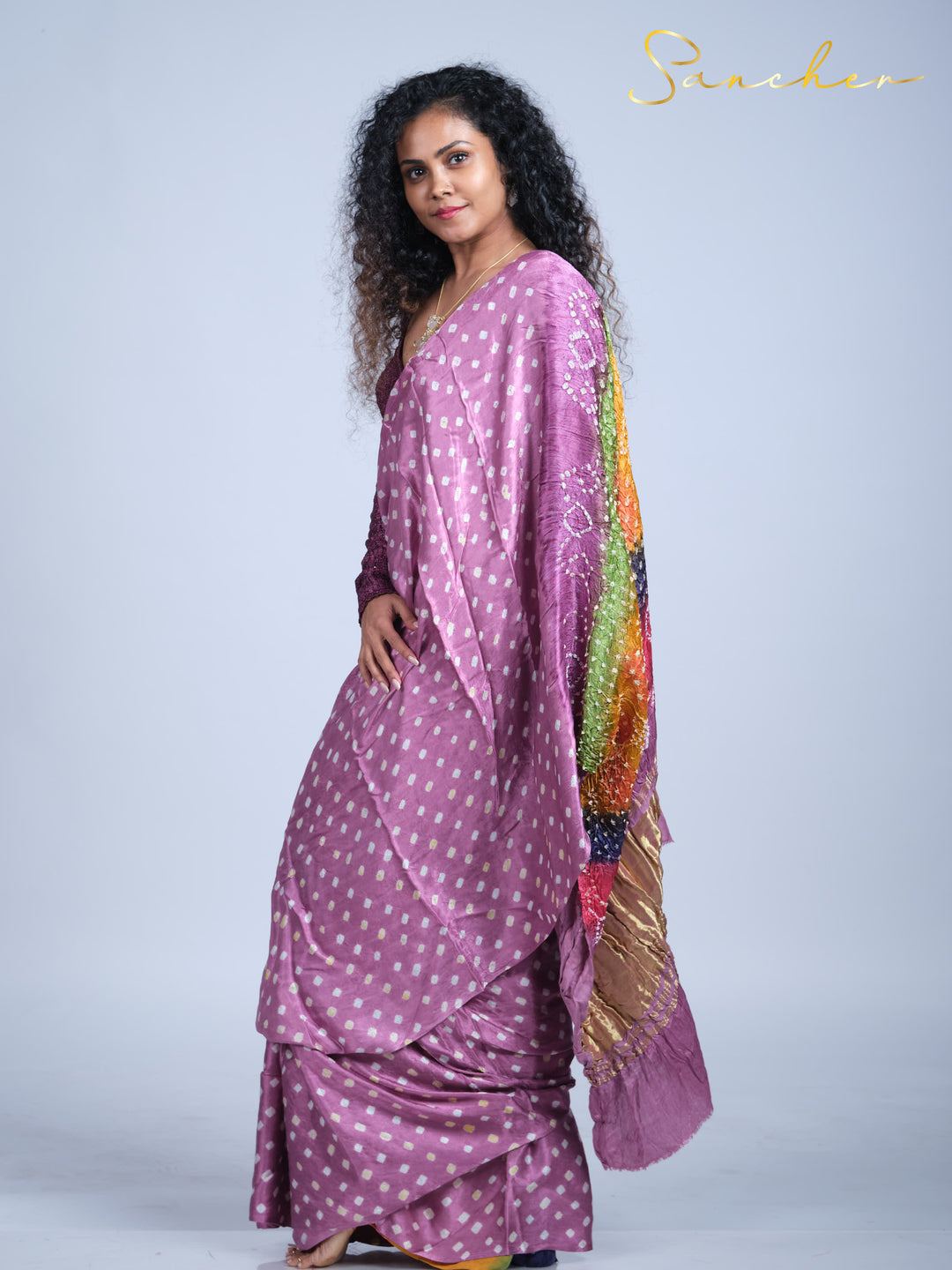 bandhani pink saree