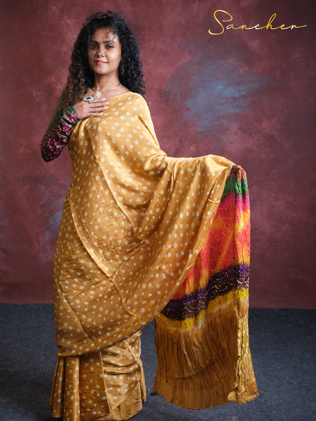 golden silk saree