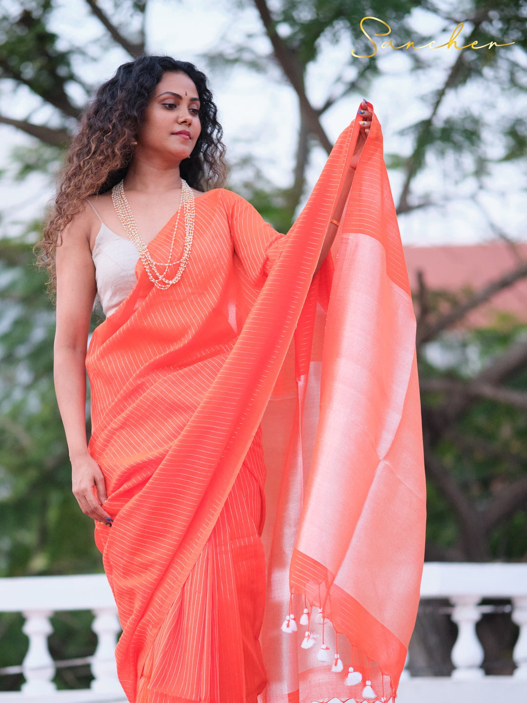 Tango-Mulmul Cotton-Silver Pallu Saree