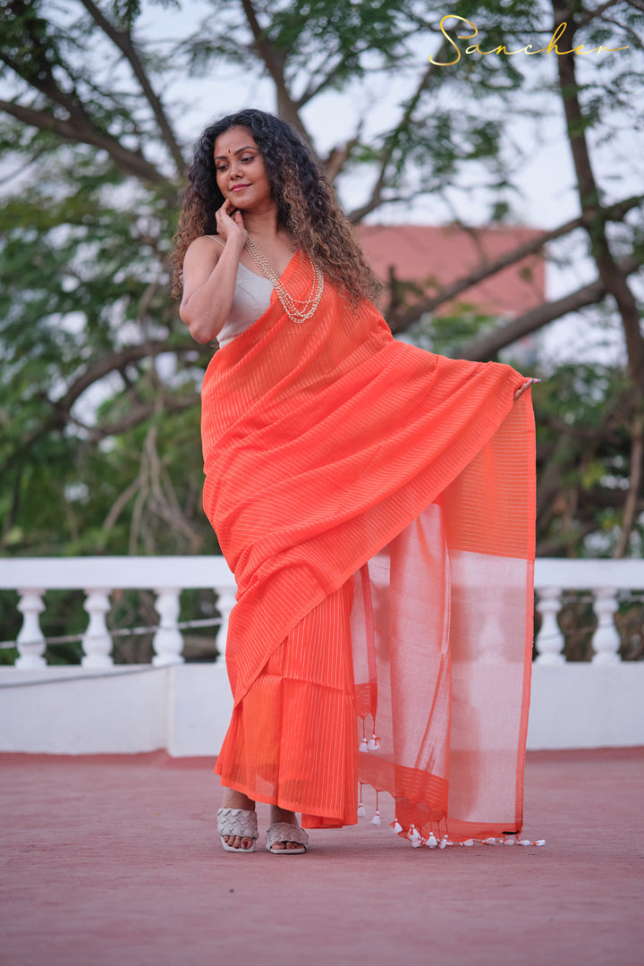 Orange Color Saree 