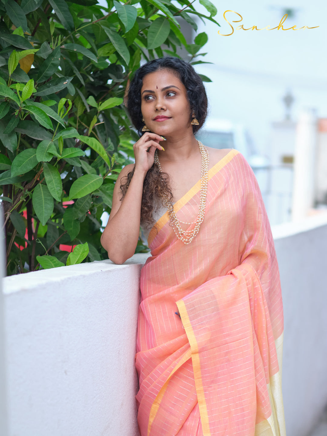 Peach Color Saree