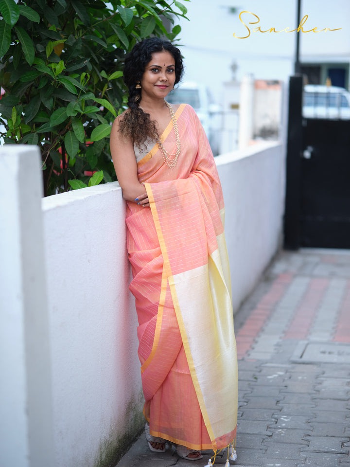 Peach Color Saree