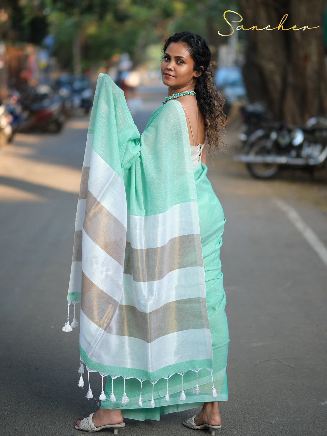 Pista Green Color Saree