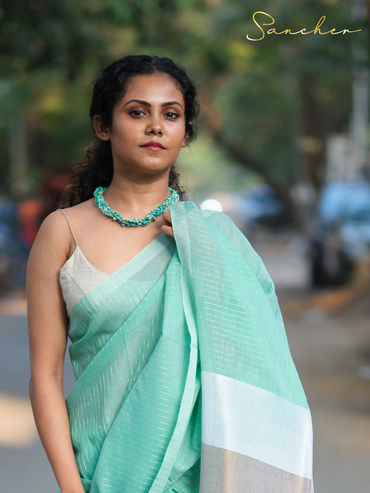 Pista Green Color Saree