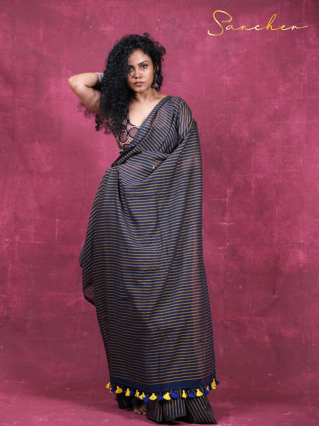 Vibe in lines Mulmul Cotton Saree