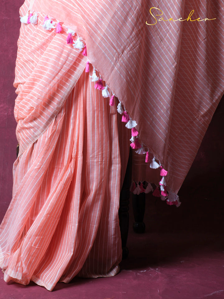 Whispers in lines Mulmul Cotton Saree