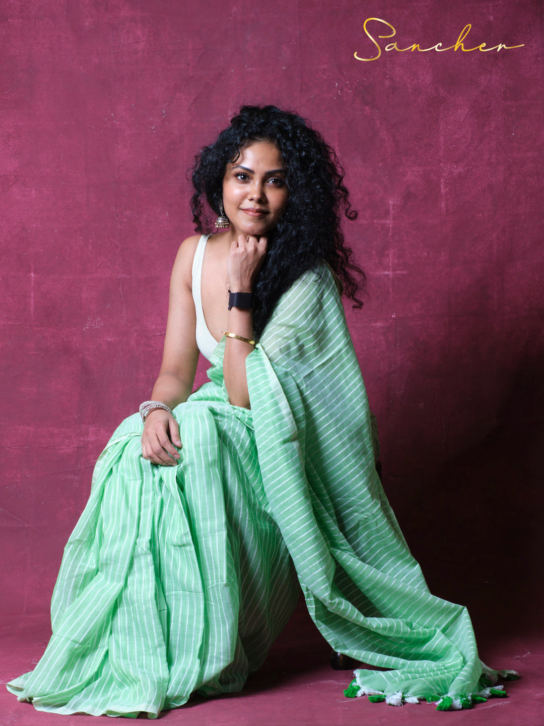 Forestline Mulmul Cotton Saree