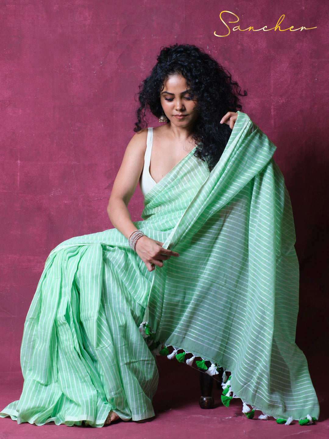 Forestline Mulmul Cotton Saree