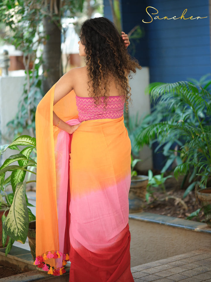 Green Fade and Rose Pink Saree