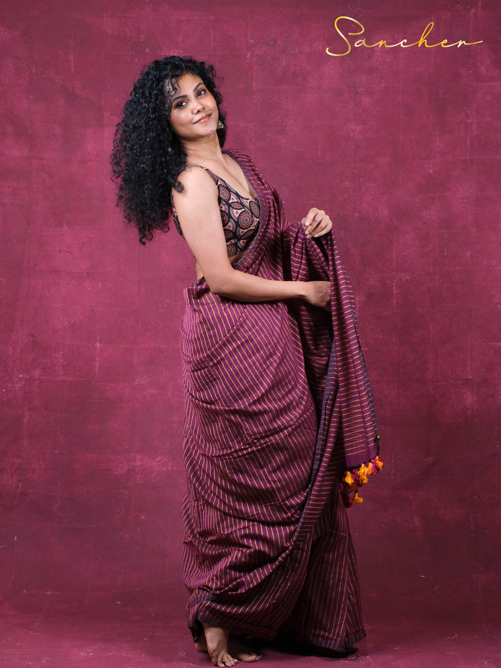 The stripe saga Mulmul Cotton Saree
