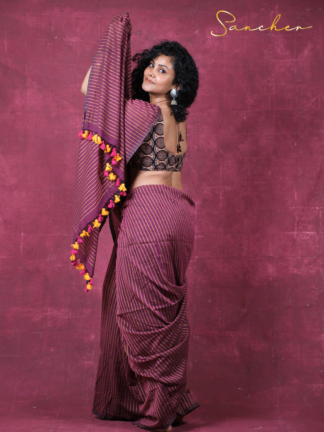 The stripe saga Mulmul Cotton Saree