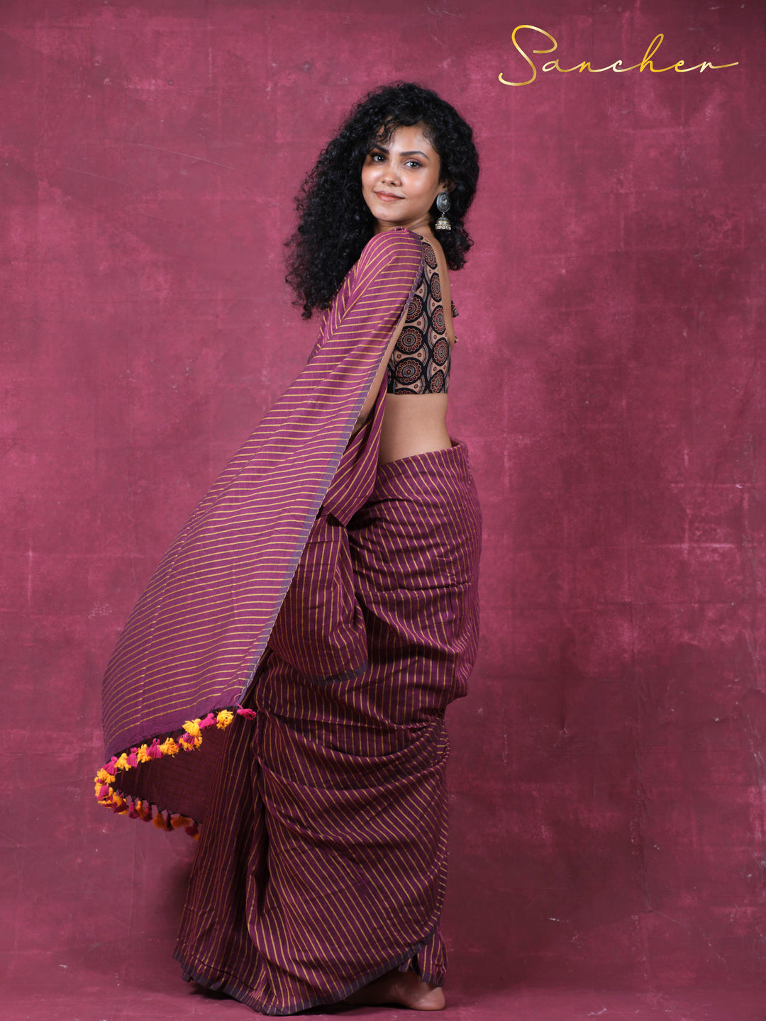 The stripe saga Mulmul Cotton Saree