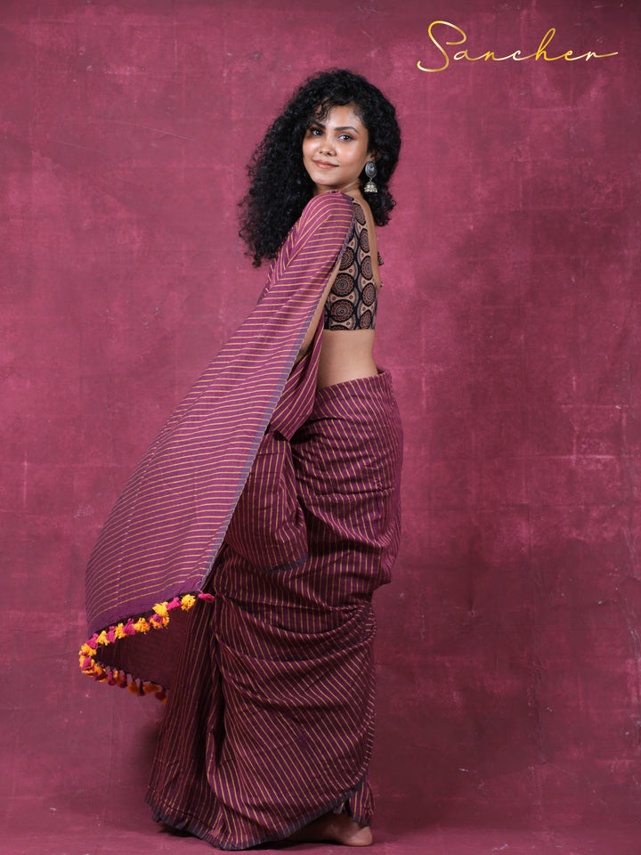 The stripe saga Mulmul Cotton Saree