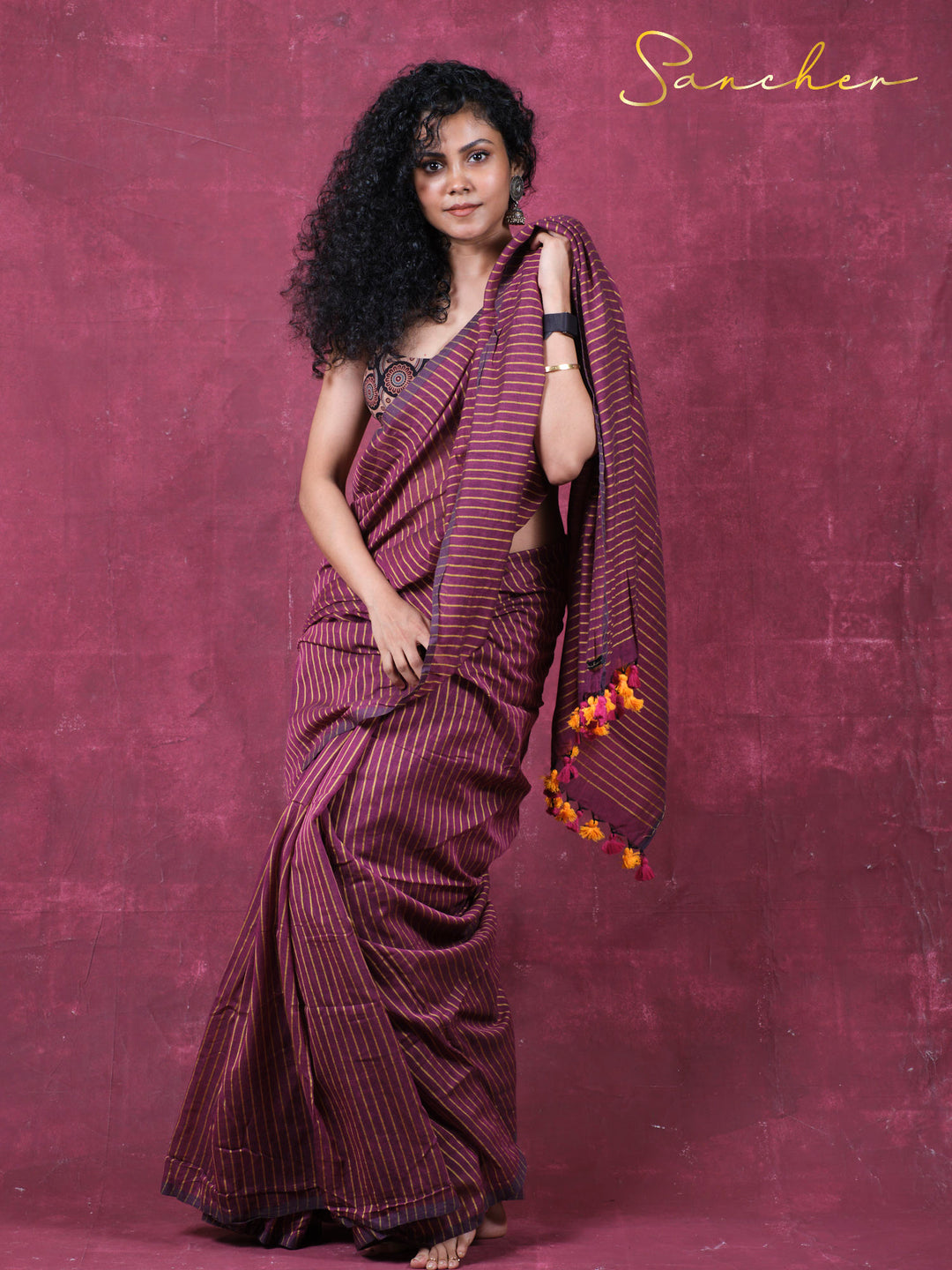 The stripe saga Mulmul Cotton Saree
