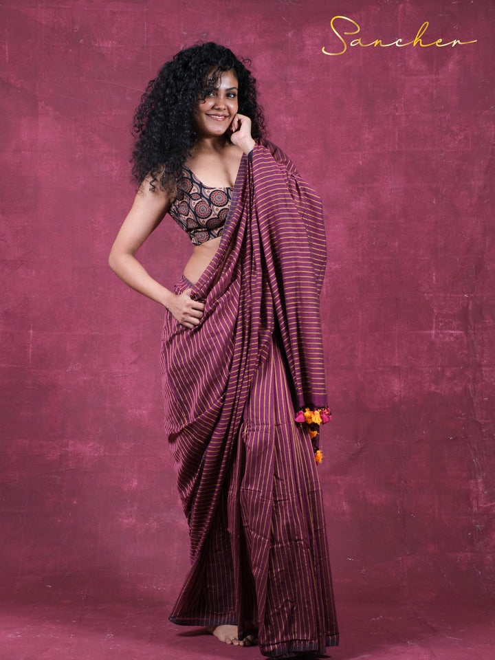 The stripe saga Mulmul Cotton Saree