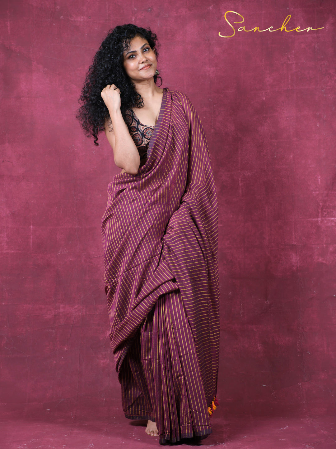 The stripe saga Mulmul Cotton Saree