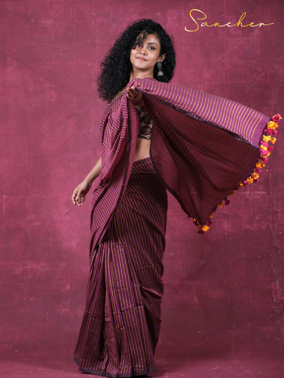 The stripe saga Mulmul Cotton Saree