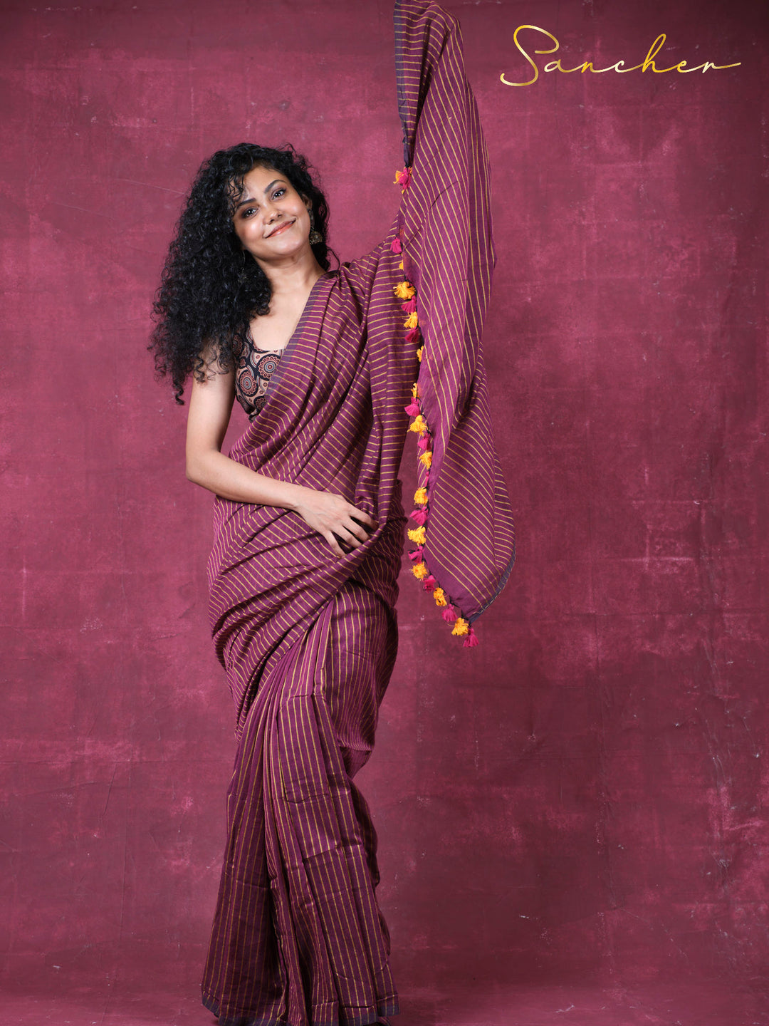 The stripe saga Mulmul Cotton Saree
