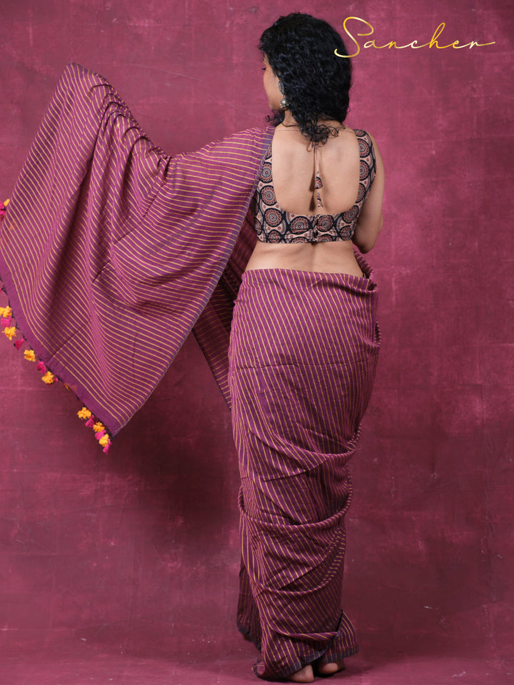 The stripe saga Mulmul Cotton Saree